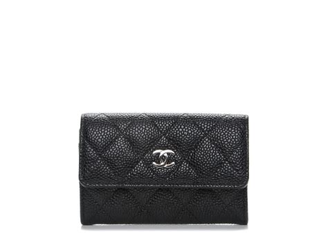 Chanel CC Card Holder Quilted Caviar Silver